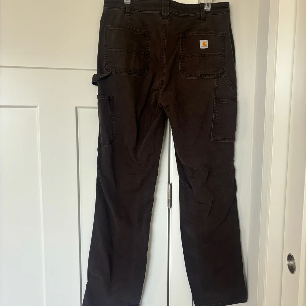 Carhartt WOMEN'S RUGGED FLEX® LOOSE FIT CANVAS WORK PANT Dark Brown - Picture 2 of 5